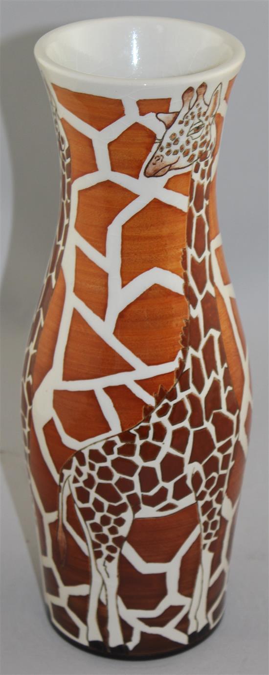 Sally Tuffin for Dennis Chinaworks. A giraffe design baluster vase, 33.5cm
